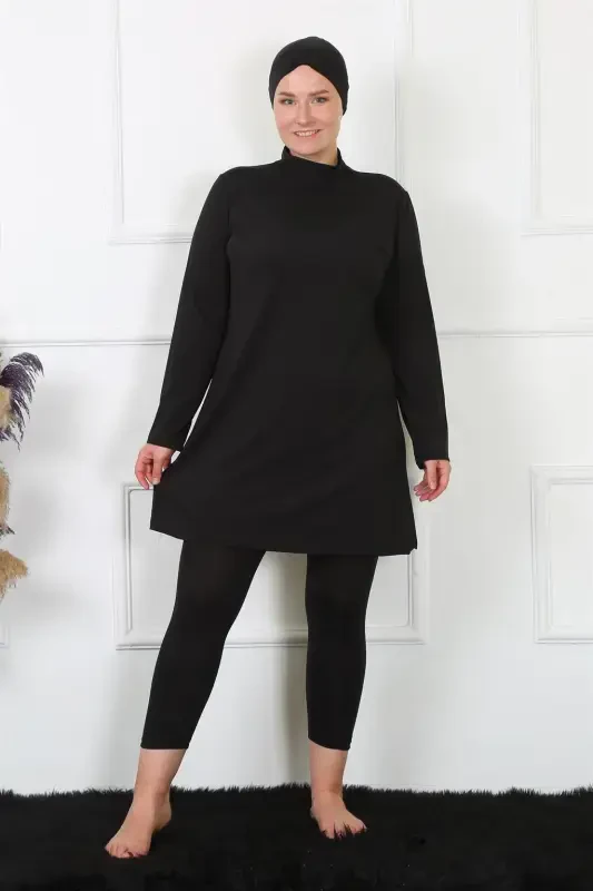 Akbeniz Tam Kapalı Büyük Beden Siyah Mayo 32026 - 3