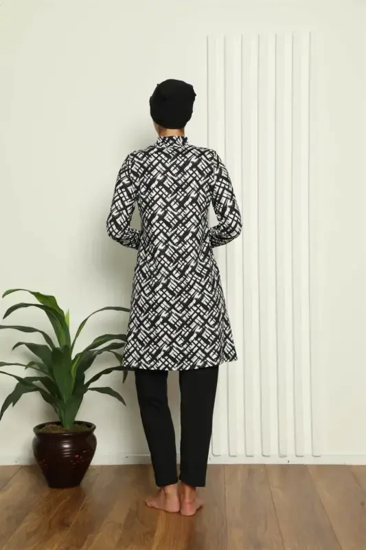 Akbeniz Tam Tesettür Dijital Desenli Mayo 31037 - 3