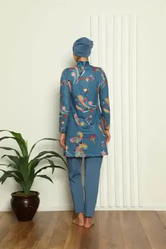 Akbeniz Tam Tesettür Dijital Desenli Mayo 31043 - 3