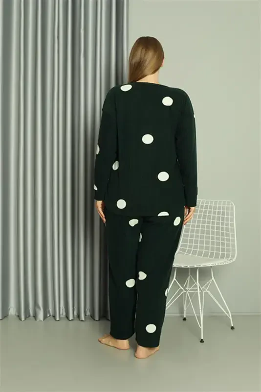 Akbeniz Welsoft Polar Ayollar Katta O'lchamli Petrol Rangi Pijama To'plami 808045 - 3