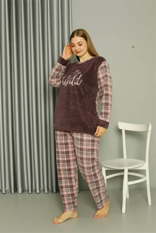 Akbeniz Welsoft Polar Ayollar uchun Katta Hajmli Mink Pijama Toʻplami 808040 - 1
