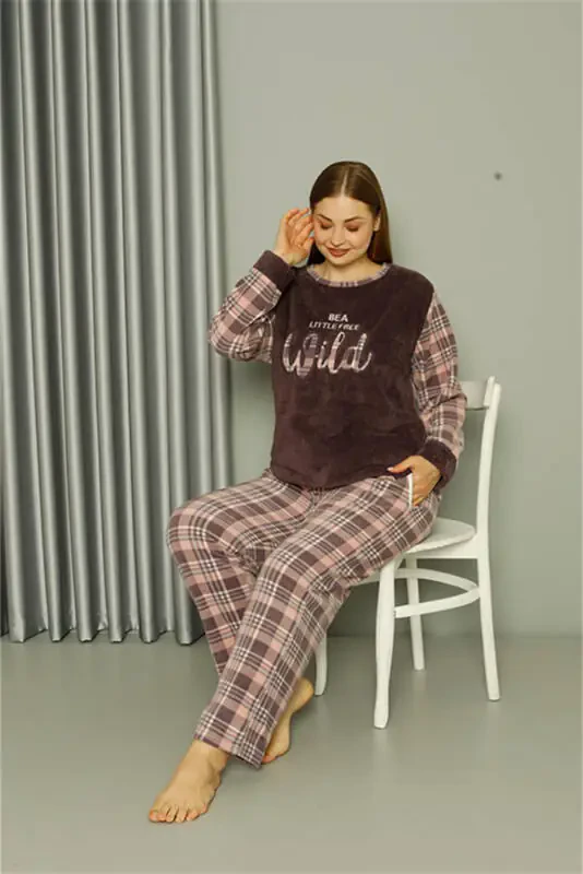 Akbeniz Welsoft Polar Ayollar uchun Katta Hajmli Mink Pijama Toʻplami 808040 - 2
