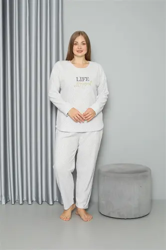 Akbeniz Welsoft Polar Kadın Büyük Beden Pijama Takımı 808050 - 1