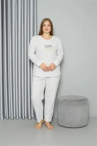Akbeniz Welsoft Polar Kadın Büyük Beden Pijama Takımı 808050 - 1
