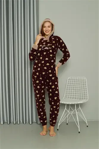 Akbeniz Welsoft Polar Kadın Kapşonlu Pijama Takımı 8513 - 1