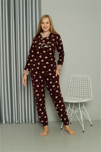 Akbeniz Welsoft Polar Women's Hooded Pajama Set 8513 - 2