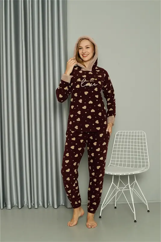 Akbeniz Welsoft Polar Women's Hooded Pajama Set 8513 - 4