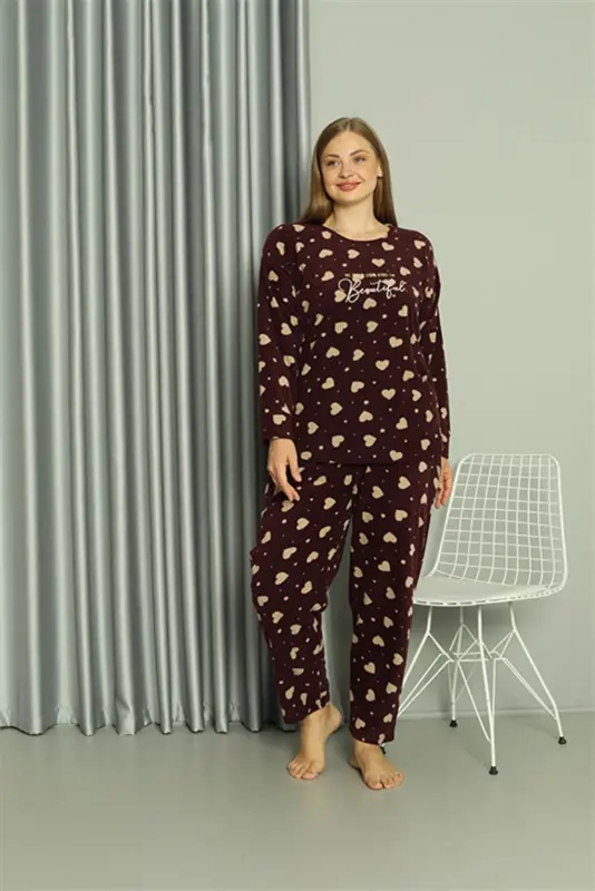 Akbeniz Welsoft Polar Women's Plus Size Pajama Set 808041 - AKBENIZ