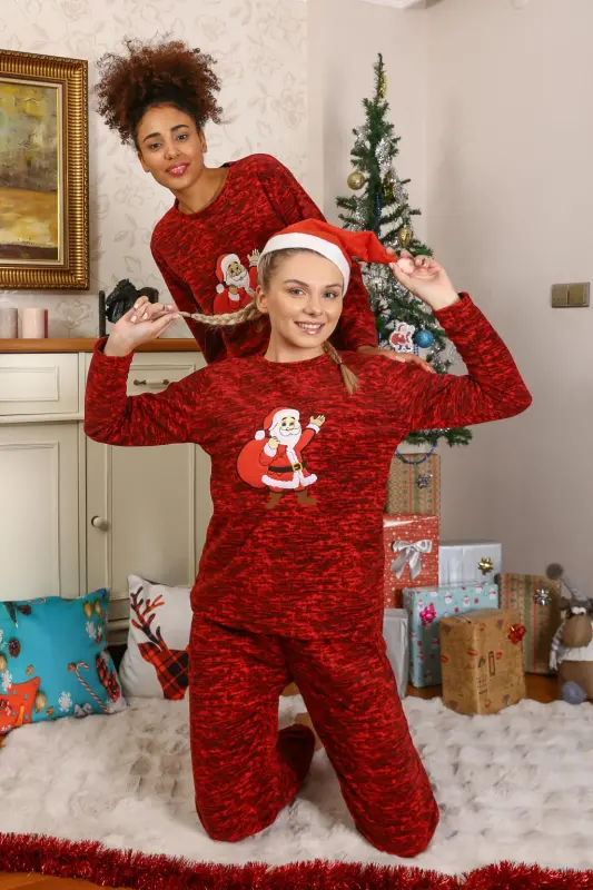 Akbeniz Welsoft Women's Fleece Sweetheart Couple Pajamas Set 50125 Price is for One Set - 2