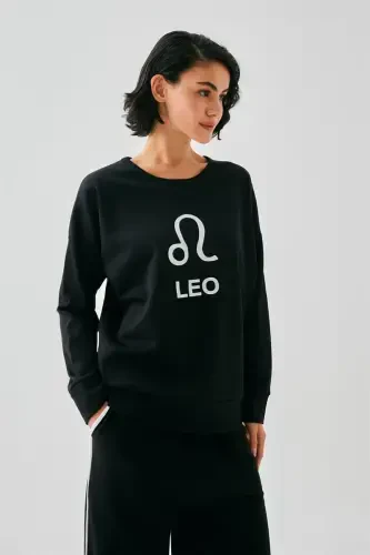 Akbeniz Women Black Leo Oversize 2 Thread Tracksuit Home Wear Set - AKBENIZ (1)