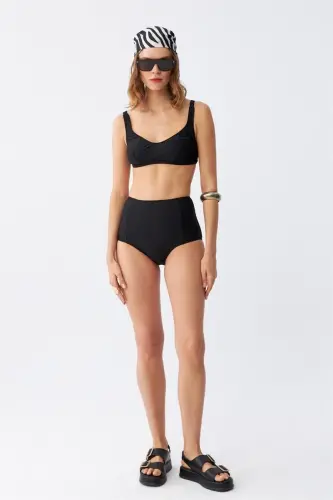 Akbeniz Women Black Padded Square Neck High Waist Bikini Set - AKBENIZ (1)