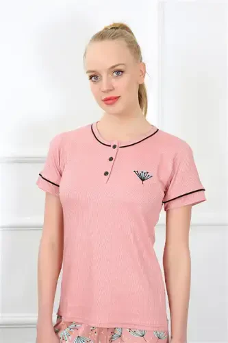 Akbeniz Women Rose Gold Short Sleeve Pajama Set 20388 - 3