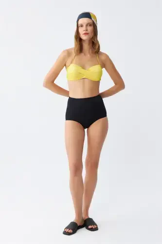 Akbeniz Women Strapless Yellow High Waist Bikini Set - AKBENIZ (1)
