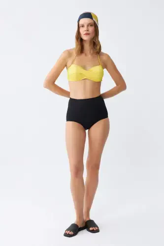Akbeniz Women Strapless Yellow High Waist Bikini Set - BÜYÜKBEDENIZ (1)