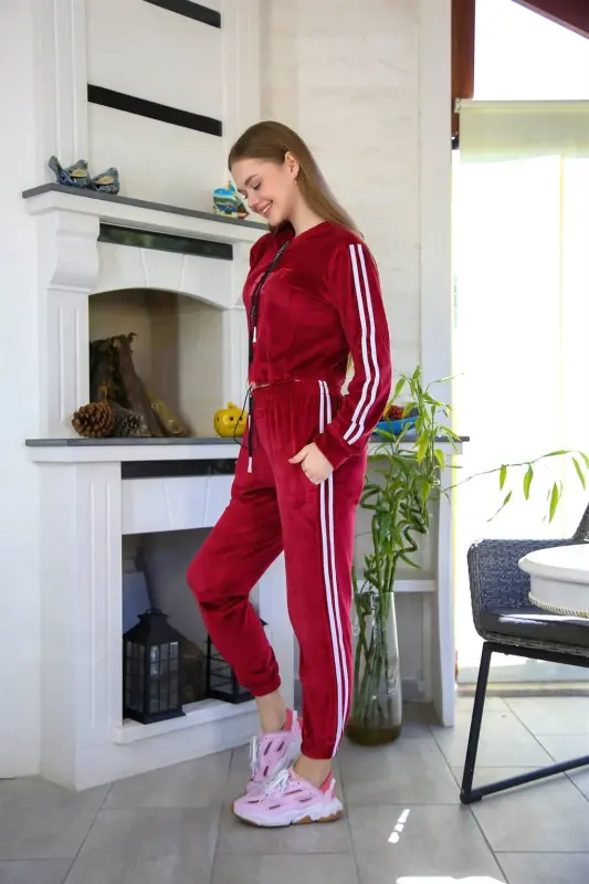 Akbeniz Women Velvet Hoodie Tracksuit 9058 - AKBENIZ