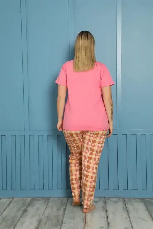 Akbeniz Women's 100% Cotton Short Sleeve Plus Size Pajama Set 202156 - 3