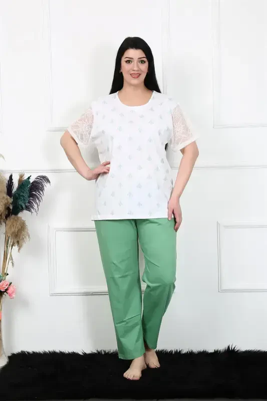 Akbeniz Women's 5XL-6XL-7XL-8XL Plus Size Short Sleeve Pajama Set 75001 - 1