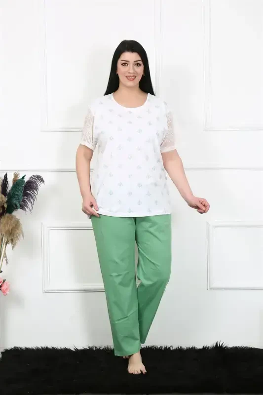 Akbeniz Women's 5XL-6XL-7XL-8XL Plus Size Short Sleeve Pajama Set 75001 - 3