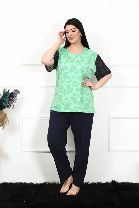 Akbeniz Women's 5XL-6XL-7XL-8XL Plus Size Short Sleeve Pajama Set 75004 - 1