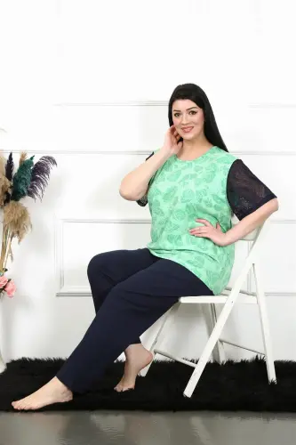 Akbeniz Women's 5XL-6XL-7XL-8XL Plus Size Short Sleeve Pajama Set 75004 - 2