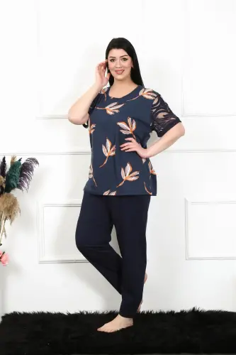 Akbeniz Women's 5XL-6XL-7XL-8XL Plus Size Short Sleeve Pajama Set 75005 - 1