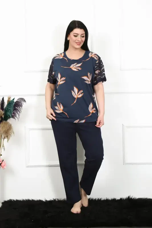 Akbeniz Women's 5XL-6XL-7XL-8XL Plus Size Short Sleeve Pajama Set 75005 - 3