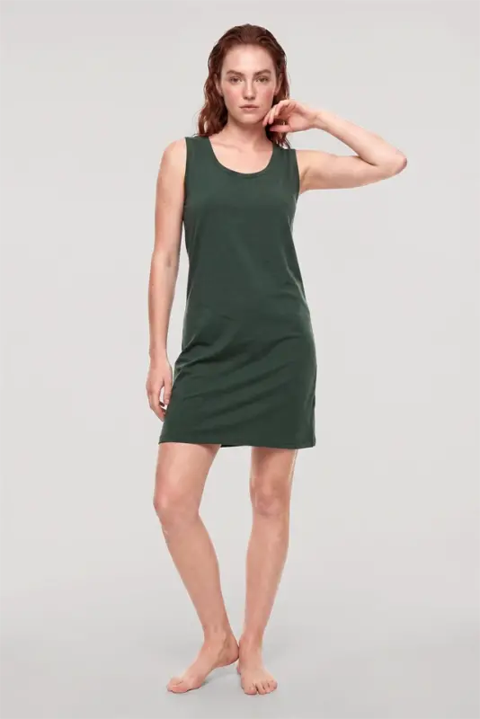 Akbeniz Women's Basic Nightgown - Khaki - AKBENIZ