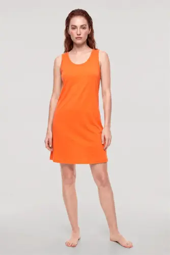 Akbeniz Women's Basic Nightgown - Orange - 3