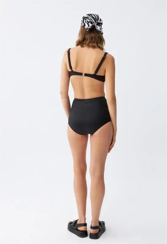 Akbeniz Women's Black Padded High Waist Bikini Set - 6