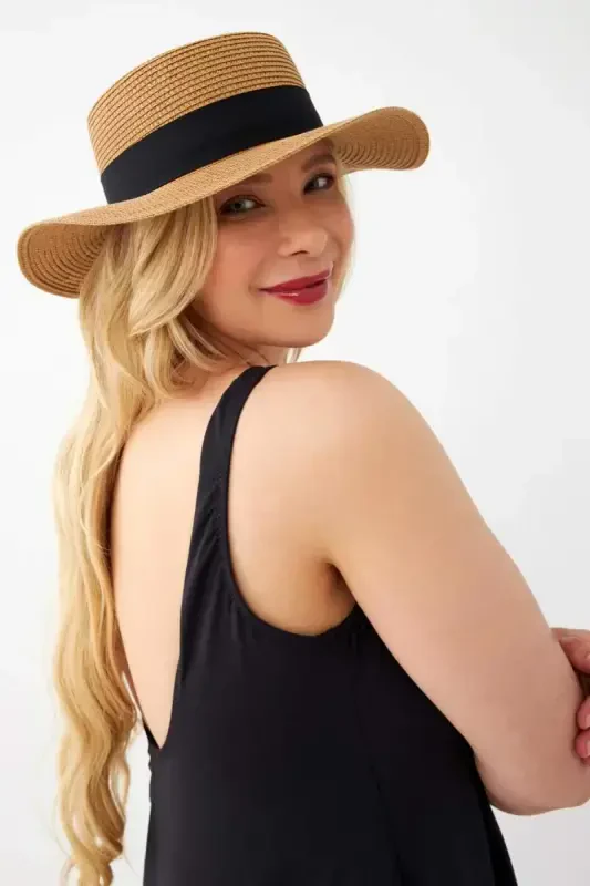 Akbeniz Women's Black Plus Size Plain Dress Swimsuit - 5