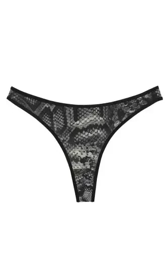 Akbeniz Women's Black Snake Patterned 2-Piece Thong Slip - 3