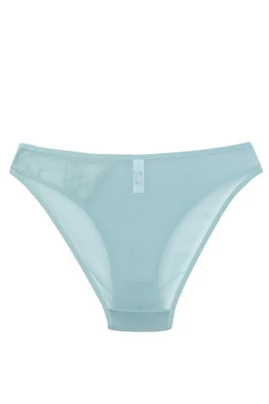 Akbeniz Women's Blue Lace Detailed Transparent 2-Piece Brief - 3