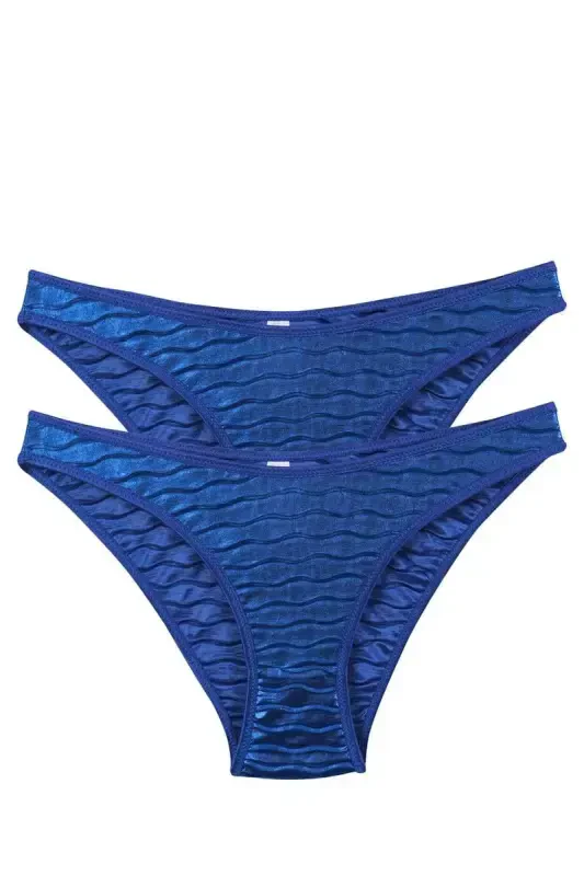 Akbeniz Women's Blue Wave Patterned Shiny 2-Piece Brief - AKBENIZ