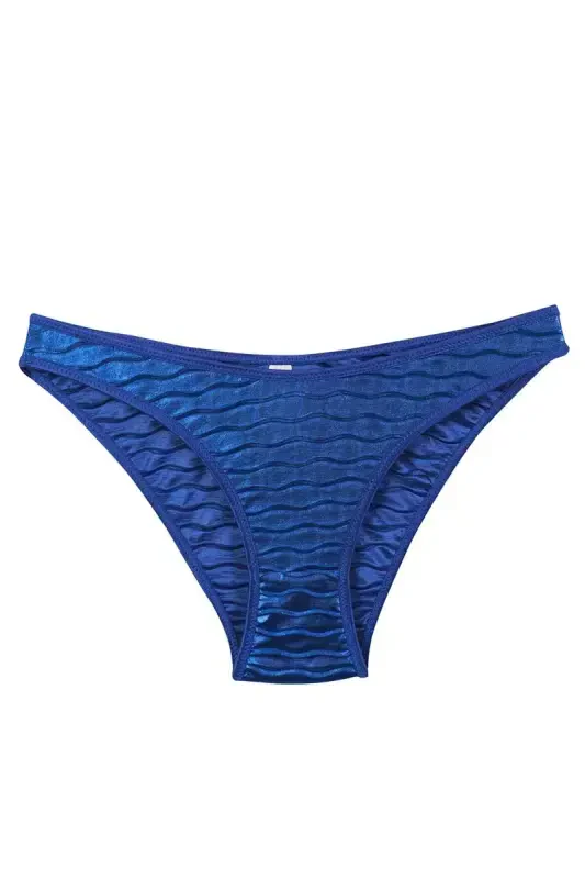 Akbeniz Women's Blue Wave Patterned Shiny 2-Piece Brief - 3