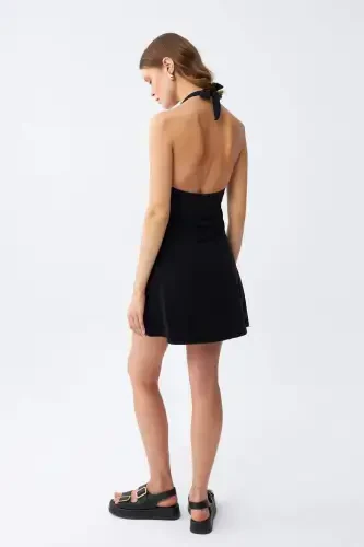 Akbeniz Women's Bow Detailed Black Swimsuit - 5