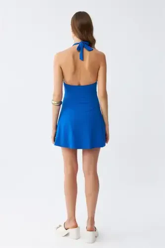 Akbeniz Women's Bow Sax Swimsuit Dress - 5