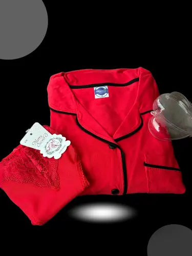 Akbeniz Women's Christmas Special 2-Piece Heart Boxed Slip - Pajama Gift Set 20244 - 1