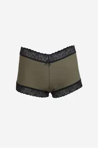 Akbeniz Women's Cotton 2-Pack Boxer Shorts Khaki 40277 - AKBENIZ (1)