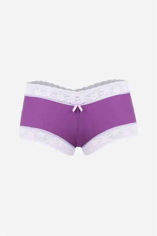 Akbeniz Women's Cotton 2-Pack Boxer Shorts Purple 40278 - 2