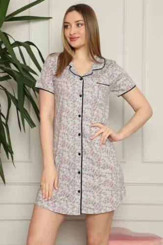 Akbeniz Women's Cotton Front Buttoned Nightgown 1003 - 5