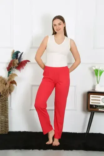 Akbeniz Women's Cotton Jersey Bottom Pajama Coral 27514 - 4