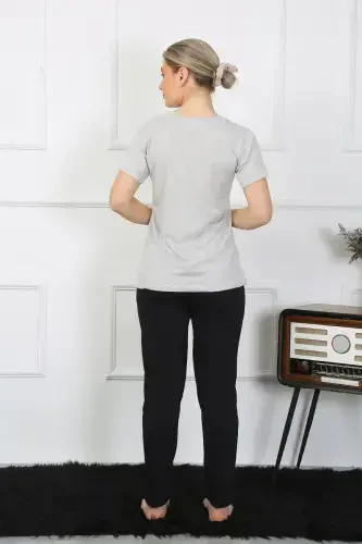 Akbeniz Women's Cotton Jersey Couple Pajamas Set Gray 50126 Single Set Price - 5