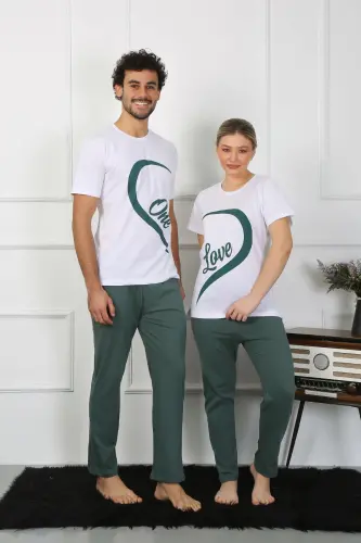 Akbeniz Women's Cotton Jersey Couple Pajamas Set White 50127 Single Set Price - 3