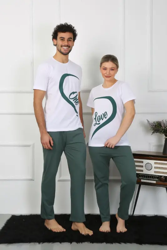 Akbeniz Women's Cotton Jersey Couple Pajamas Set White 50127 Single Set Price - 3