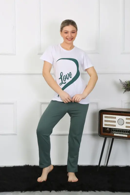 Akbeniz Women's Cotton Jersey Couple Pajamas Set White 50127 Single Set Price - 4