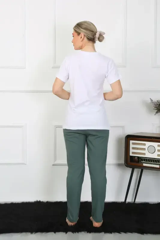 Akbeniz Women's Cotton Jersey Couple Pajamas Set White 50127 Single Set Price - 5