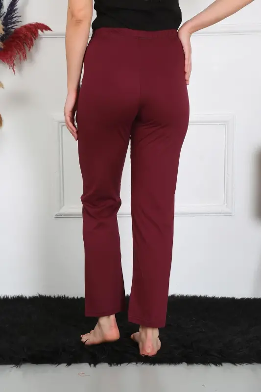 Akbeniz Women's Cotton Jersey Single Bottom Pajamas Burgundy 27513 - 2