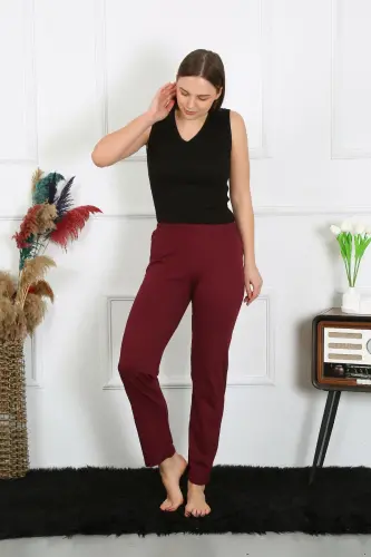 Akbeniz Women's Cotton Jersey Single Bottom Pajamas Burgundy 27513 - 5