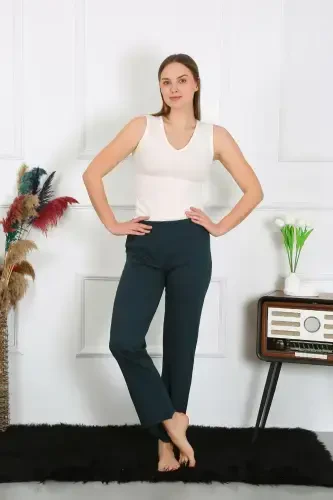 Akbeniz Women's Cotton Knitted Bottom Pajamas Petrol 27514 - 5