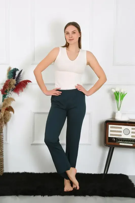 Akbeniz Women's Cotton Knitted Bottom Pajamas Petrol 27514 - 5